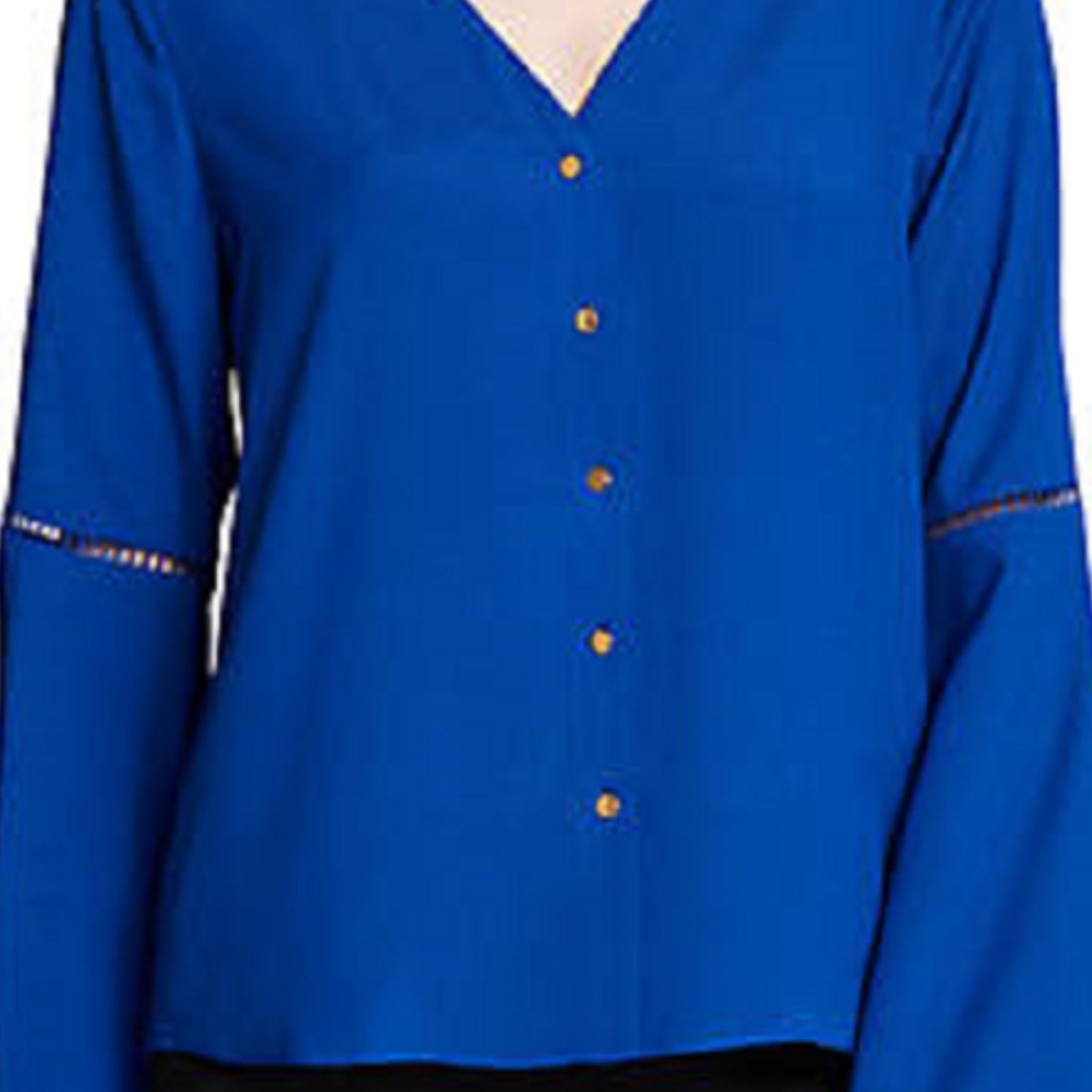 Calvin Klein Royal Blue Blouse with Gold Buttons